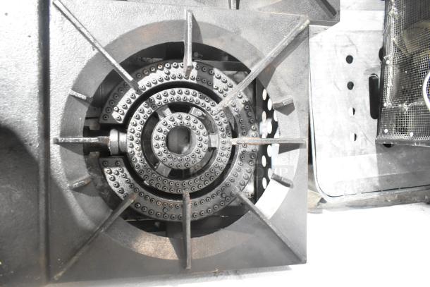 Cook Rite stainless steel commercial gas single burner stock pot range, showcasing heavy-duty cast iron burner design.