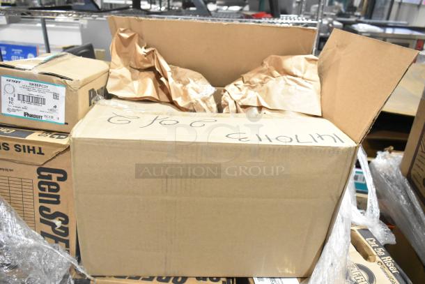 Boxes containing Panduit Netkey NK5EPC3Y patch cords, NK4FWHY faceplates. Brand new condition, 18 boxes available.