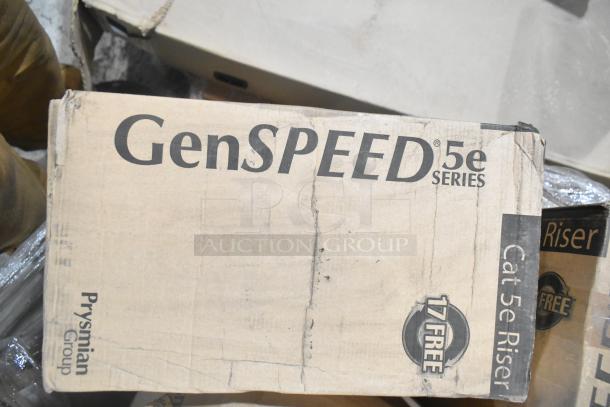 14 brand new GenSpeed 5e Series boxes, zero halogen, by Prysmian Group. Bulk auction includes 17 additional free.