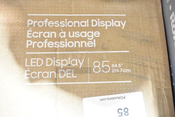 Samsung QM85C 85" LED Display, in original box. Professional display, 84.5" (214.7 cm). Buyer pickup required.