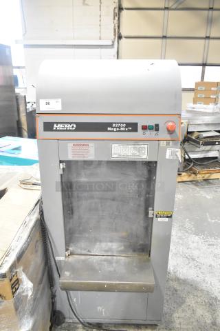 Hero S2700 Mega-Mix 5 Gallon Vibrational Shaker in used condition. Features control panel, emergency stop, and caution labels.