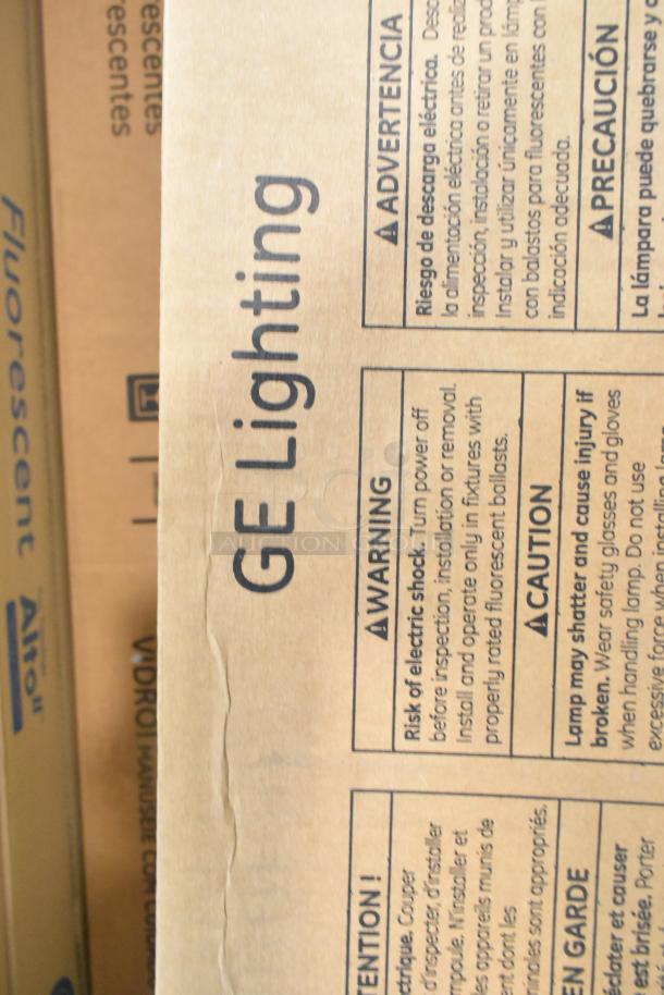 25 brand new tube lights including Philips fluorescent and GE T8 LED daylight, with visible GE Lighting label.