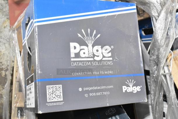 Paige Datacom Solutions box with visible QR code, contact info, and partial view of cable, indicating a Gen Speed cable.