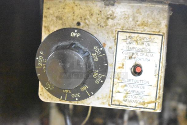 Pitco Frialator SB14RS deep fryer control panel showing temperature dial and limit control label.