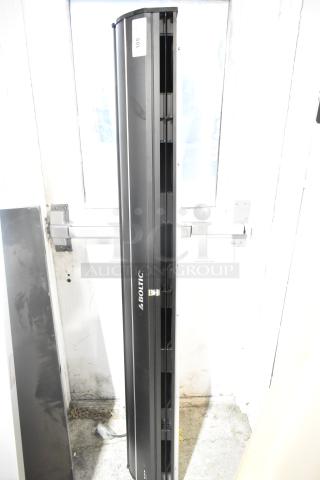 Boltic 6873518LYB black metal air curtain, 120V, 1 phase, excellent condition, vertical design, with visible logo branding.
