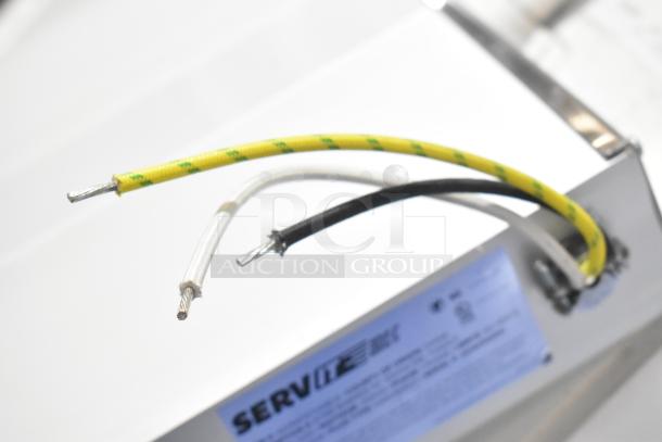 ServIt 423SW72THDBLA 72" double strip warmer, metal construction, exposed wires, label visible, new condition.