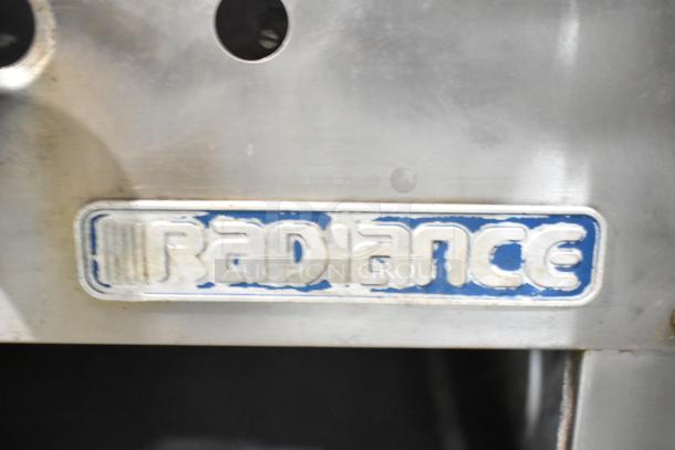 Radiance Stainless Steel Commercial Single Burner Stock Pot Range, gas-powered, brand label visible, used condition.