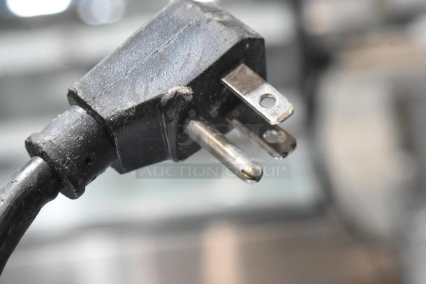 Turbo Air Stainless Steel Commercial 3 Door Undercounter Cooler plug detail, 115 Volts, 1 Phase.