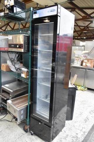 KoolMore KM-MDF-17S single door freezer merchandiser with poly-coated racks, brand new with minor scratches.