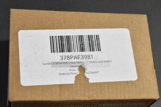 Box with Narvon 378PAF3981 Flow Meter label, brand new, for Auto-Fill units. Model number and barcode visible.