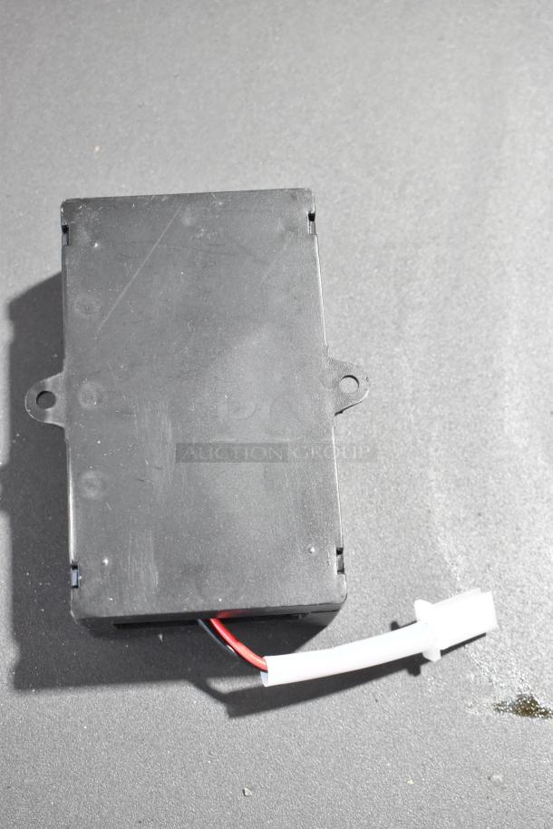 Black rectangular solenoid valve with red and white wire, scratch and dent condition, for Bunn, Galaxy, Narvon systems.