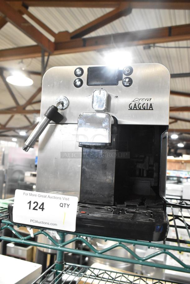 Gaggia Brera SUP037RG stainless steel espresso machine, 120V, 1 phase, commercial, countertop model. Good condition, visible controls.