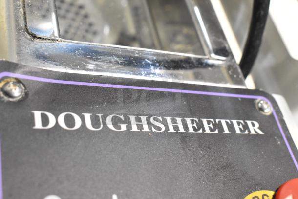 Metal Commercial Dough Sheeter 5MCR501 in good condition. Features include 110 Volts, 1 Phase. Model label visible.