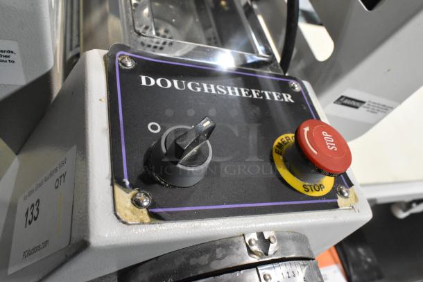 5MCR501 Metal Commercial Countertop Dough Sheeter, model 5MCR501, with control panel and stop button, 110V, 1 phase.