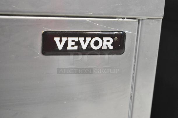 Vevor SZB-20 stainless steel flake ice maker, 110V, commercial countertop model, Vevor logo visible, like new condition.