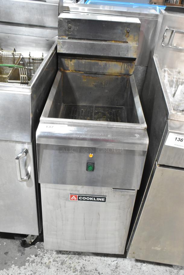 2023 Cookline CF-40D stainless steel electric deep fryer with 2 fry baskets, 208V, 3 phase, in used condition.