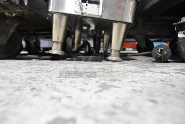 2020 Bunn ICB SH coffee machine base; stainless steel, commercial use, with hot water dispenser, visible cord.