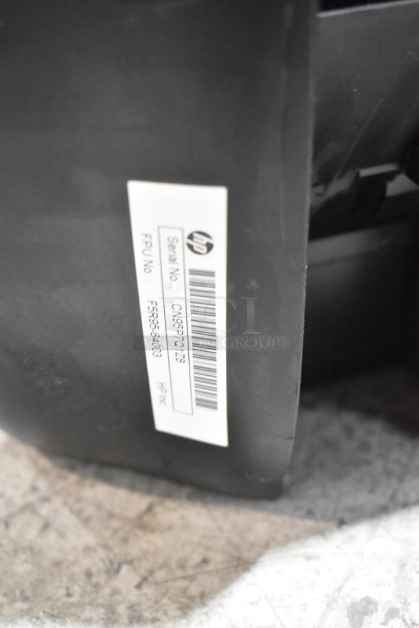 HP OfficeJet 3830 printer label showing serial number CN95FQ12Z8 and FPU number F5R95-60013.