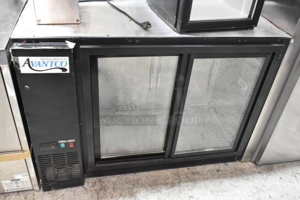 Avantco 178UBB48SHC 2-door undercounter cooler, metal, 115 volts, 1 phase. Slight wear, Avantco label visible.