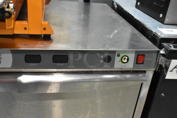 2016 Champion UH130B Stainless Steel Commercial Undercounter Dishwasher. Features digital display, power switch, and start button.