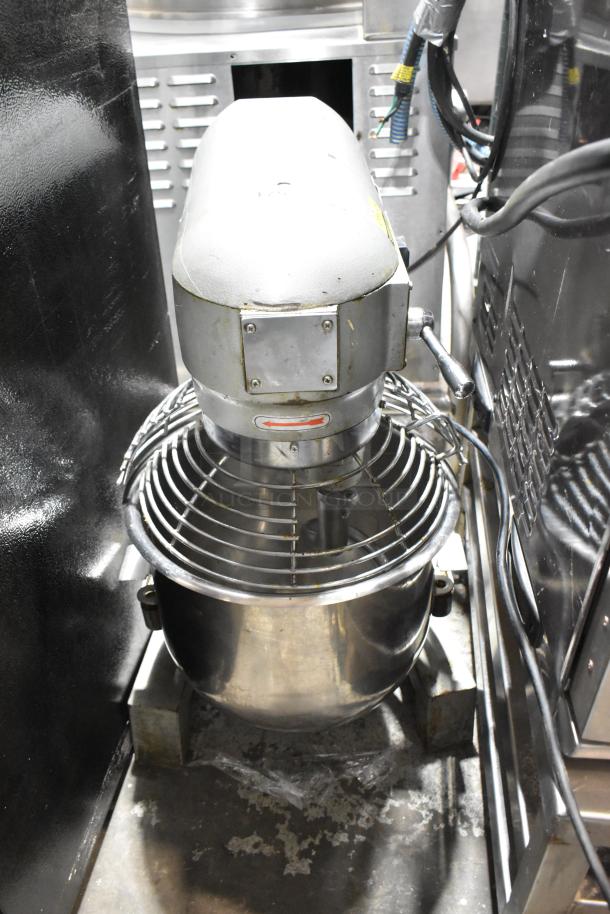 2019 metal commercial 30L planetary dough mixer with metal bowl and guard. Operates on 110 volts, 1 phase. Good condition.