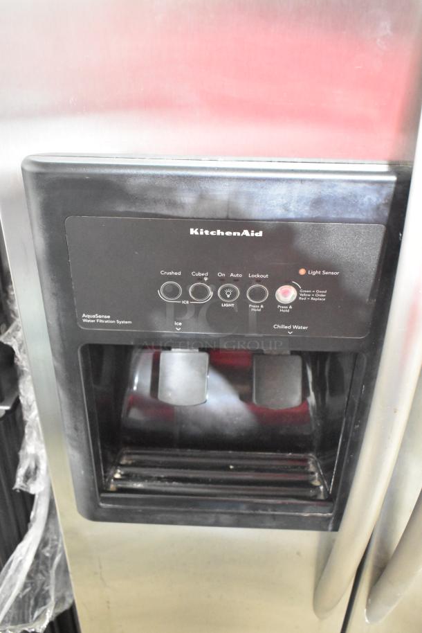 KitchenAid KSRP22FSSS01 stainless steel cooler with freezer, 115V, 1 phase, with AquaSense water filtration.