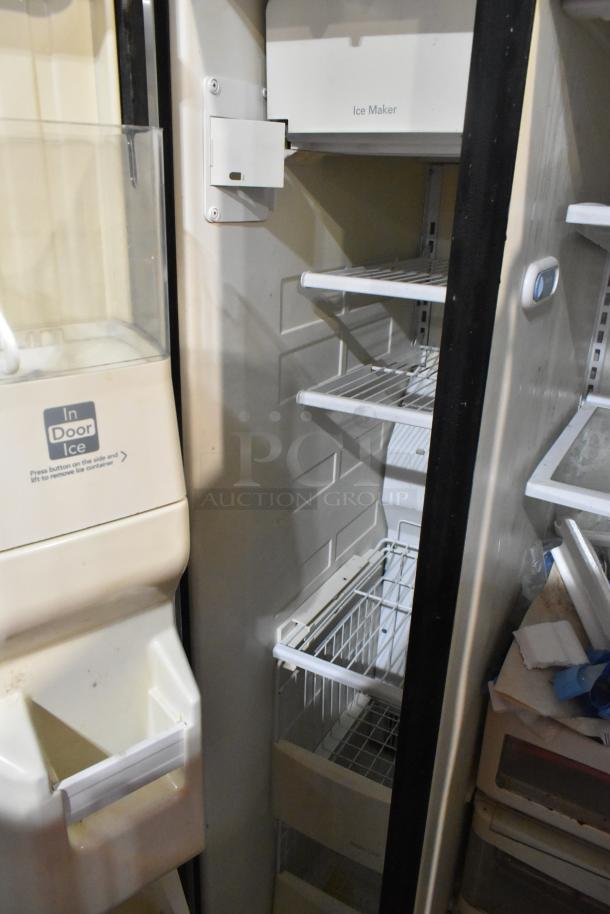 KitchenAid KSRP22FSSS01 stainless steel fridge and freezer, 115V, 1 phase, includes in-door ice maker, wire shelves.