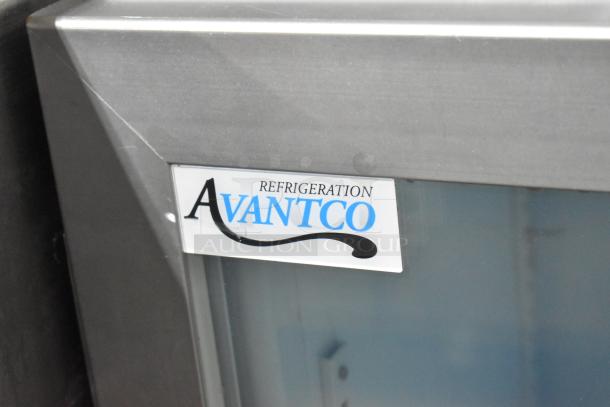Avantco 360CFM3 Mini Cooler Merchandiser, metal frame, Avantco logo visible, 115 Volts, good condition.