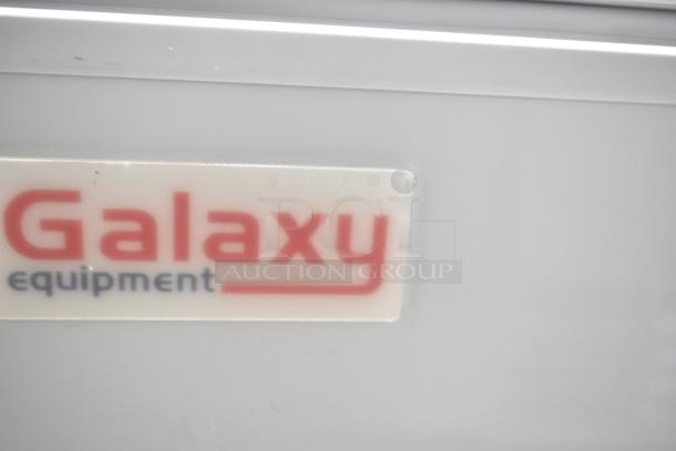 Galaxy 177CF16HC metal chest freezer with hinge lid. 115 volts, 1 phase. Features Galaxy equipment label.