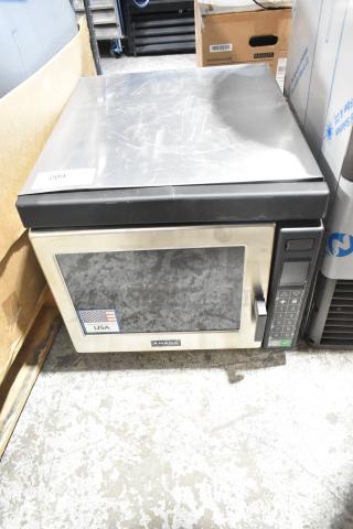 BRAND NEW Amana RC30S2 commercial microwave, stainless steel, scratch and dent, push-button controls, 208/240 volts.