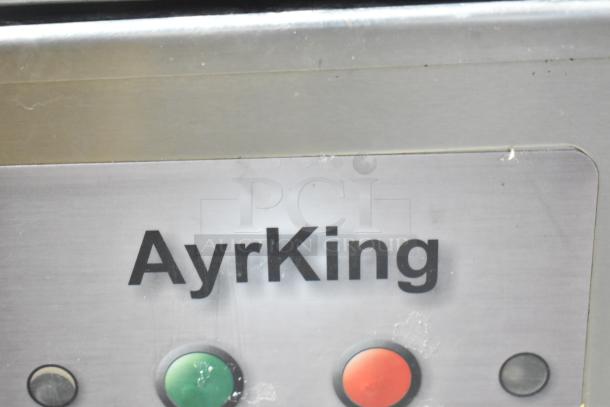 AyrKing BBS-U metal breading sifting station, 115/230V, 1 Phase, with visible green and red control buttons.