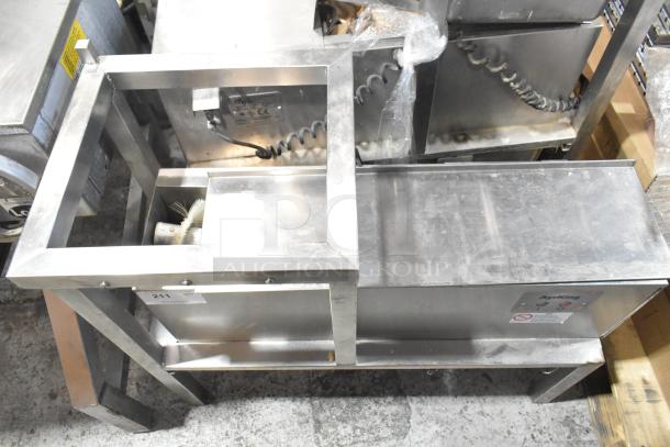 AyrKing BBS-U metal commercial breading sifting station, 115/230V, 1 phase. Sturdy design, visible controls, used condition.