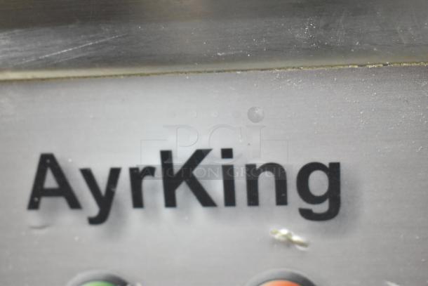 AyrKing BBS-U metal commercial breading station, 115/230V, 1 phase, labeled with AyrKing logo, excellent condition.