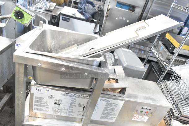 AyrKing BBS-U Commercial Breading Blending Sifting Station, stainless steel, 115/230V, 1 Phase, includes labeled control panel.