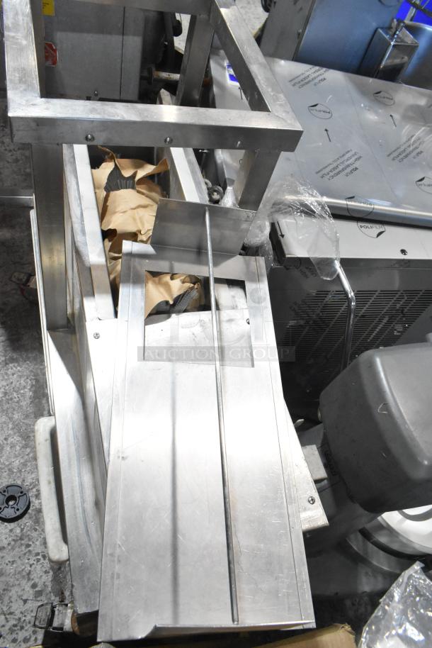 AyrKing BBS-U metal commercial breading blending sifting station, floor style, 115/230V, 1-phase, stainless construction.