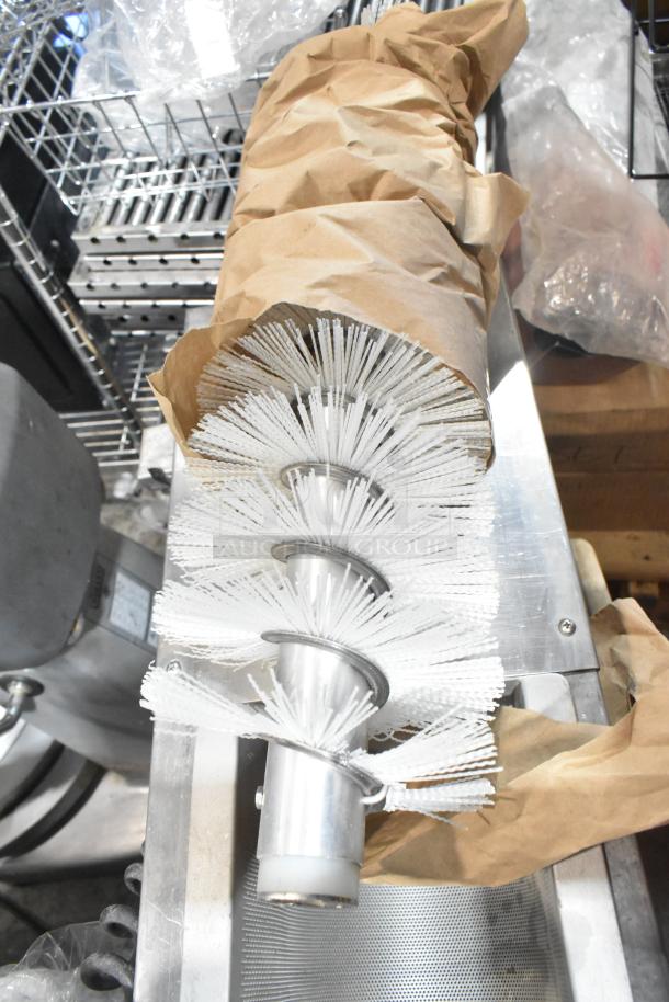 AyrKing BBS-U metal commercial breading sifting station. Visible bristle brushes. 115/230 volts, 1 phase. Used condition.