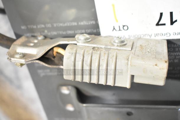 Lester 36 Volt Automatic SCR Battery Charger with metal connections, visible wear, and Anderson Power Products plug.