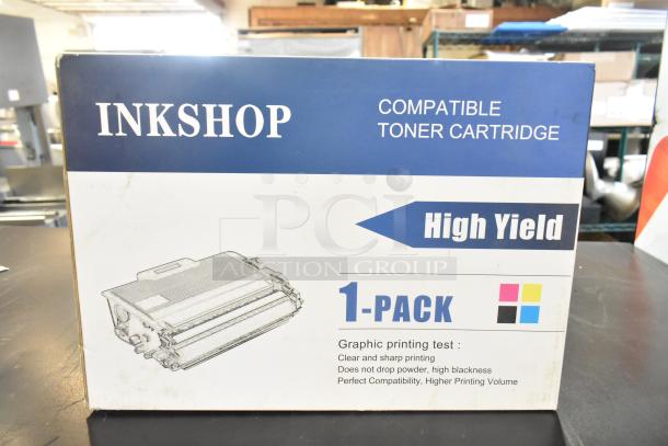 Inkshop Compatible Toner Cartridge box, high yield, 1-pack, graphic printing test details, clear and sharp printing.