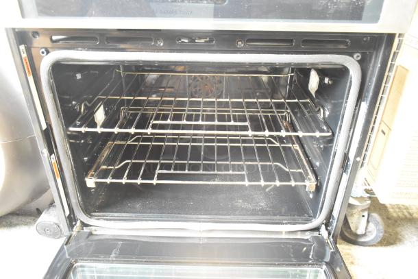 JennAir JJW2430DS01 stainless steel convection oven, electric-powered, clean interior, racks included, 208/240 volts.