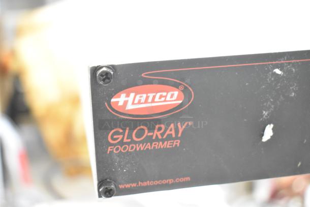Hatco GRFFB Glo Ray food warmer label, showing manufacturer logo and model details.