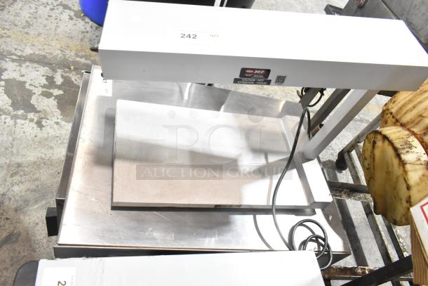 Hatco GRFFB Glo Ray food warming strip, 120V, 1 phase, metal build, commercial use, with caution label visible.