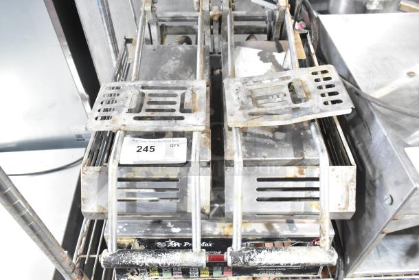 Star Pro Max stainless steel double panini press, commercial countertop model. Shows signs of wear; auction tag reads "245."