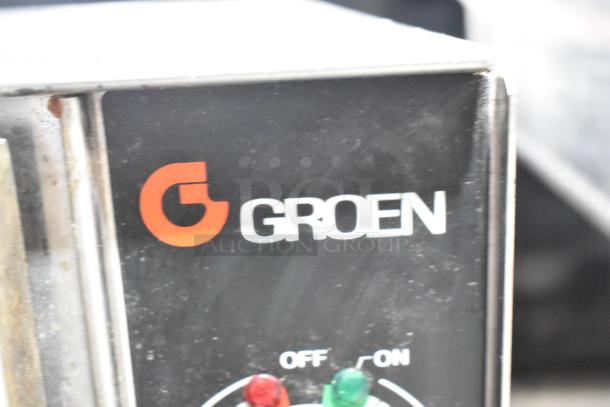 Groen HY-3E HyPer Steam stainless steel steam cabinet control panel with brand logo. 208V, 3-phase commercial model.