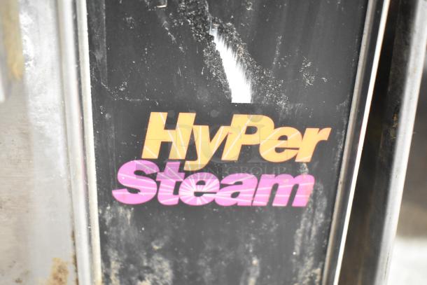 Groen HY-3E HyPer Steam cabinet, stainless steel, commercial electric, 208V, 3-phase, single deck, visible text "HyPer Steam."