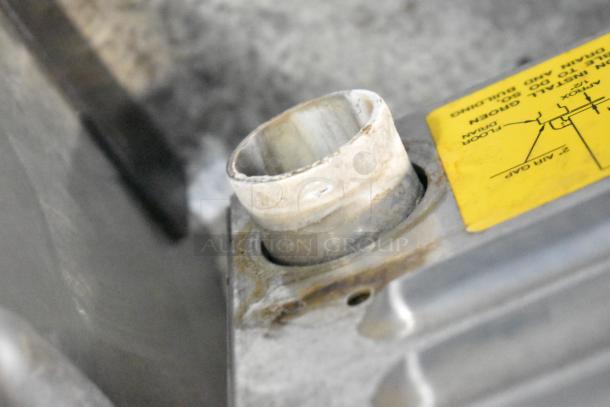 Groen HY-3E HyPer Steam stainless steel steam cabinet detail, model label visible, 208V, 3 phase.