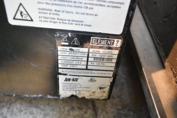 2023 Jun-Air 86R-3MN1-DSBHH Nitro Generator; stainless steel, 120V, 1 phase, 125 PSI. Visible labels detail specs.