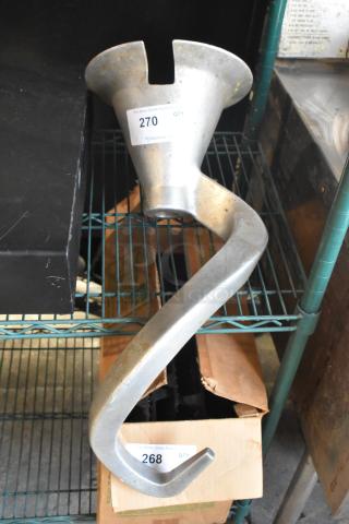 Hobart VML80ED metal 80-quart dough hook attachment, used condition, industrial-grade, model label visible, auction tag 270.