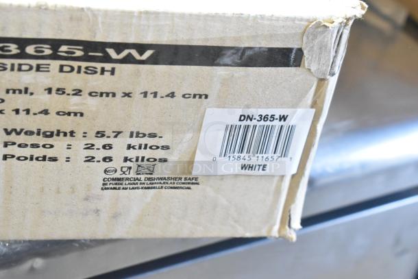 Box label for GET DN-365-W White 5 oz. SuperMel Oval Side Dish, commercial dishwasher safe, weight 5.7 lbs.