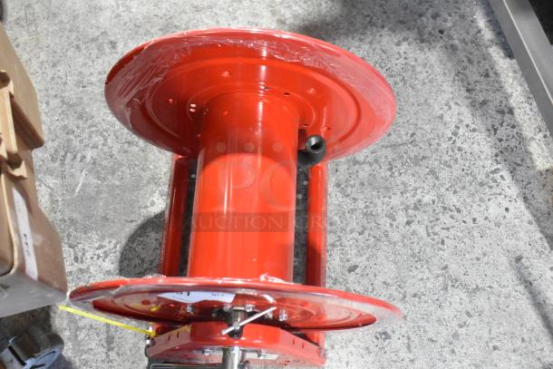 Reelcraft CA32112 L Red Metal Hose Reel, new condition, sturdy metal construction, ideal for industrial use.