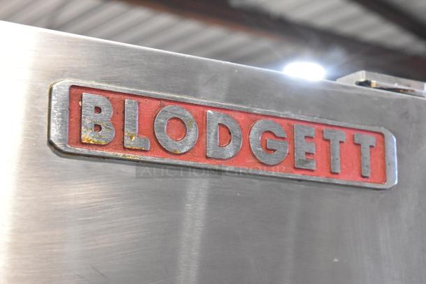 Blodgett 45GEC stainless steel oven with logo detail. Electric, 208V, 3-phase, on casters. Good condition.